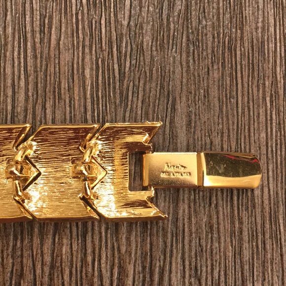 Vintage Napier Chevron Zig Zag Gold Bracelet - Picture 7 of 8